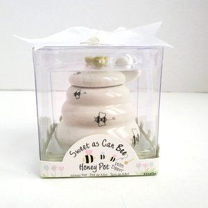 “Sweet As Can Bee” Ceramic Honey Pot w/ Wooden Dipper By Kate Aspen~ New in Box